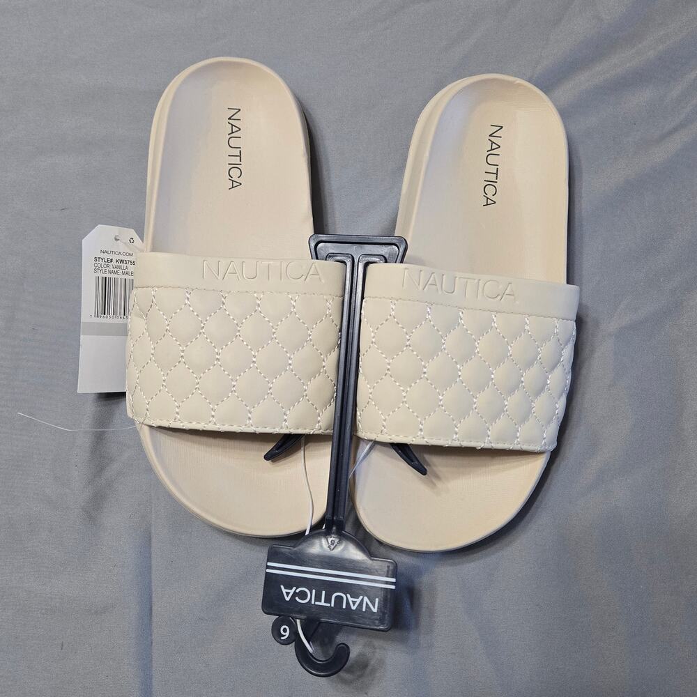 Nautica Sz 6 Vanilla Malena Quilted Slides Sandals